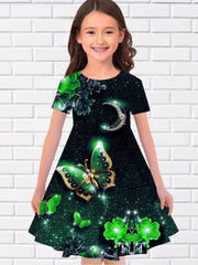 Sequin Butterfly Night Graphic Dress Girls Party