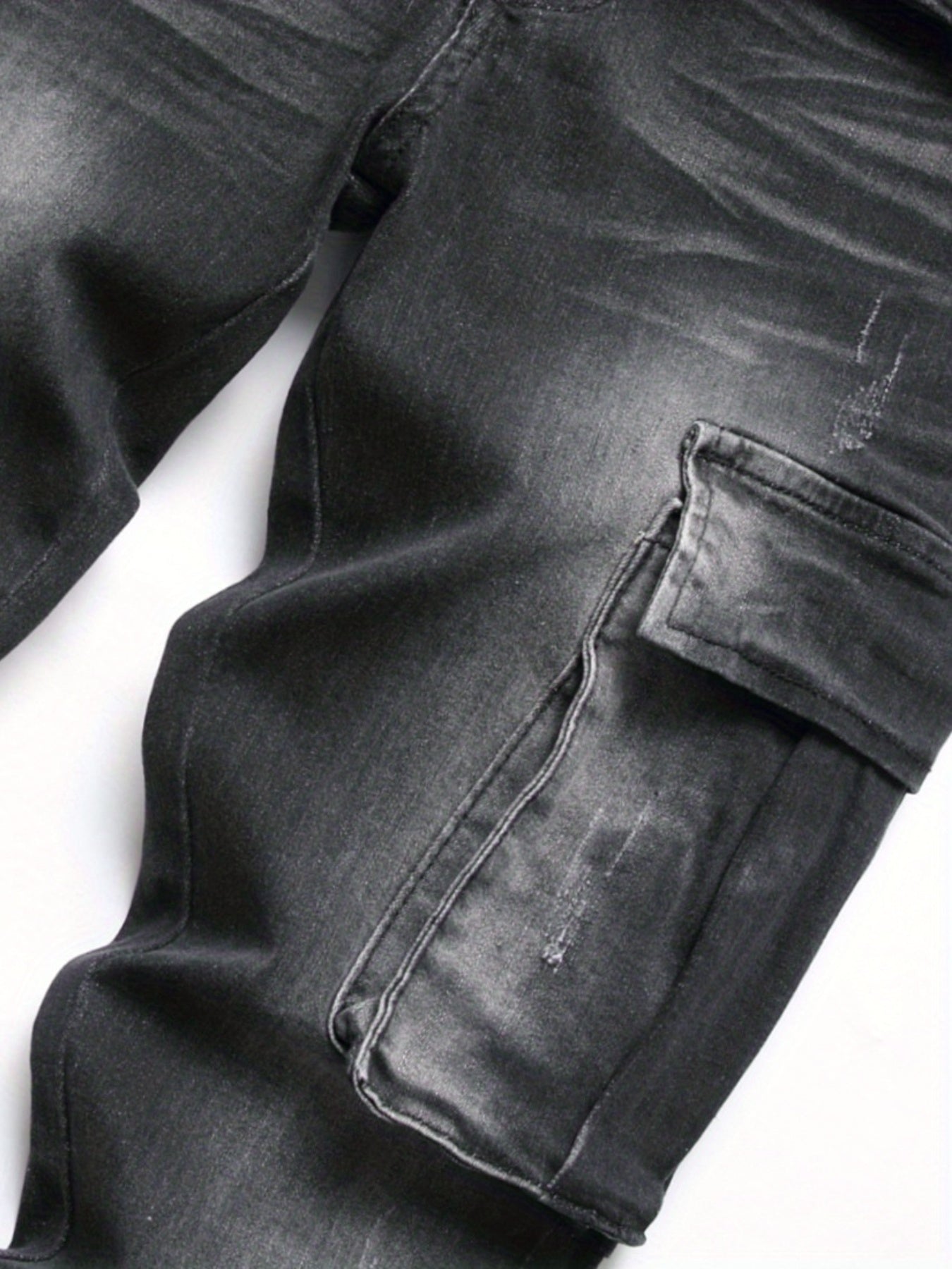 Men's Slim Fit Biker Jeans Stretch Cargo Denim Pants