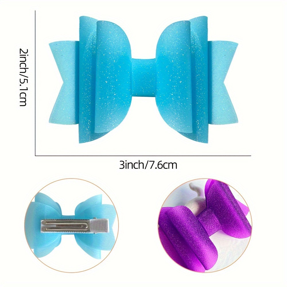 Girls Colorful Waterproof Hair Bow Clip Hairpin Headdress
