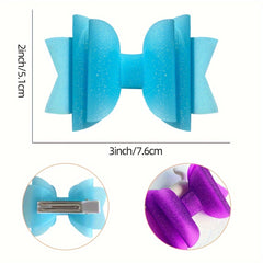 Girls Colorful Waterproof Hair Bow Clip Hairpin Headdress