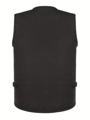 Men's Zipper Pockets Cargo Vest for Outdoor Activities