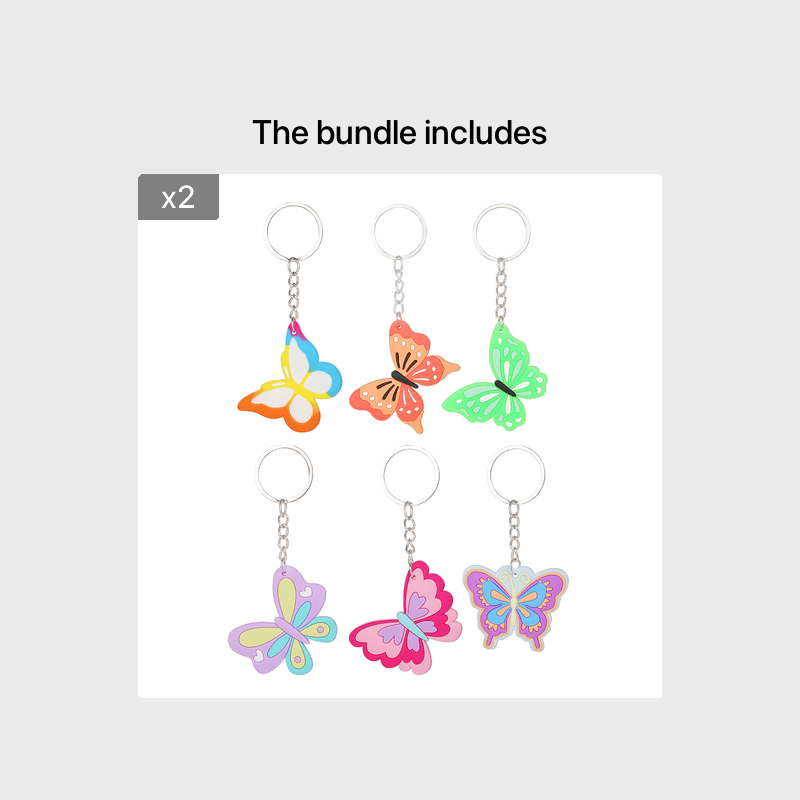 12pcs Butterfly Insect Keychain Bag Ornaments Pack