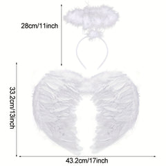 Halloween Angel Wings Costume Ladies With Halo Angel Wings