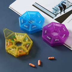 Rainbow Pill Box 7 Compartment Thickened Pill Organizer for Travel