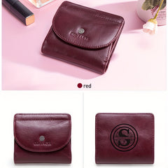 Women's Leather Coin Pocket Wallet Compact Organizer for Cards Phone Minimalist