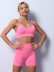 Breathable Sports Bra and High Waist Yoga Shorts Set for Women
