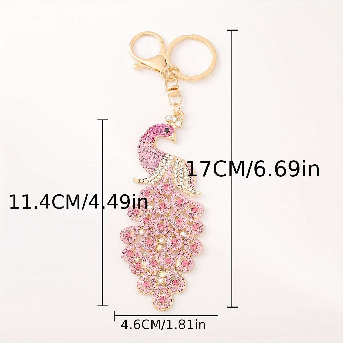 Metal Inlaid Diamond Peacock Keychain Car Pendant Gift