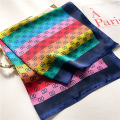 Vintage Gradient Block Alphabet Square Scarf Full Shawl Women