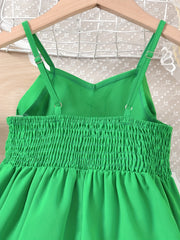 Toddler Girls Big Bow Front Cami Romper Jumpsuit
