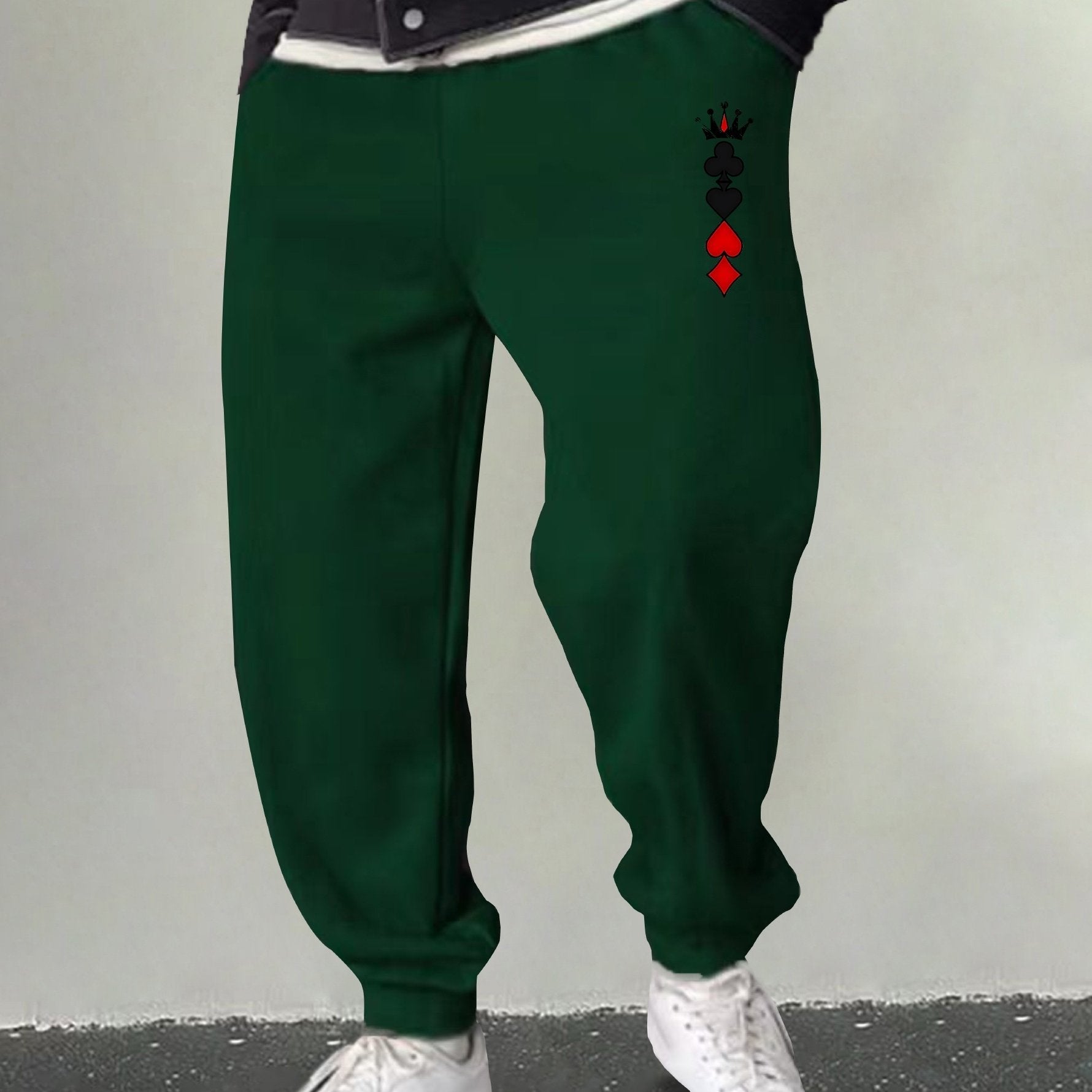Men's Poker Card Symbol Print Joggers Breathable Sweatpants