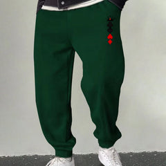 Men's Poker Card Symbol Print Joggers Breathable Sweatpants