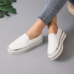 Women's Plaid Pattern Skate Shoes Slip On Platform Sneakers