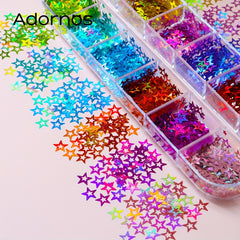 Y2K Holographic Hollow Star Glitter Sequins Flakes For Epoxy Resin Mold Fillers