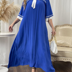 Floral Embroidered Half Sleeve Maxi Dress Ethnic Long Dress