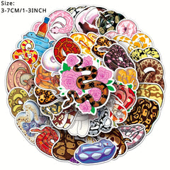50pcs Colorful Snake Cartoon Series Stickers for Phone Laptop Helmet Skateboard