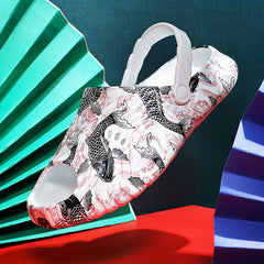 Men's Koi Print Non Slip Platform Slides Comfortable Slides For Indoor Outdoor