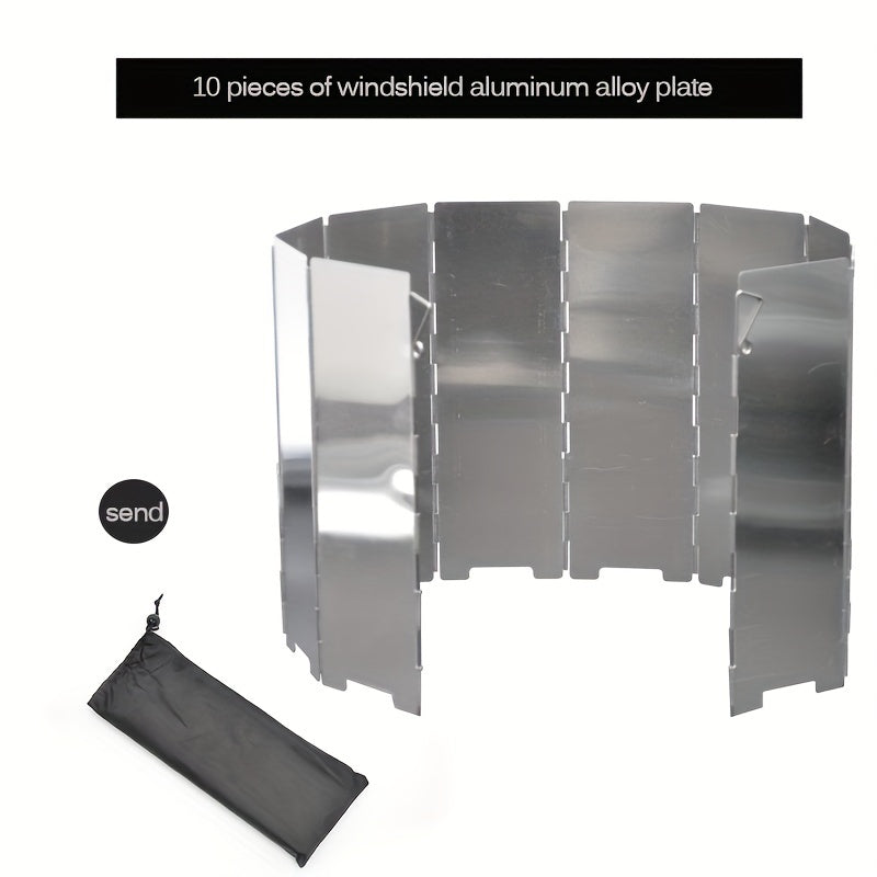 XENCN Camping Stove Windshield Ultralight Foldable Aluminum Alloy 10 Pieces