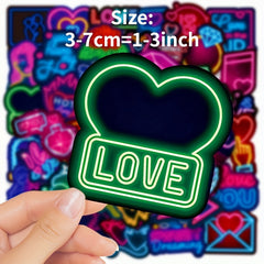 50Pcs Neon Lover Graffiti Stickers Waterproof DIY Toy