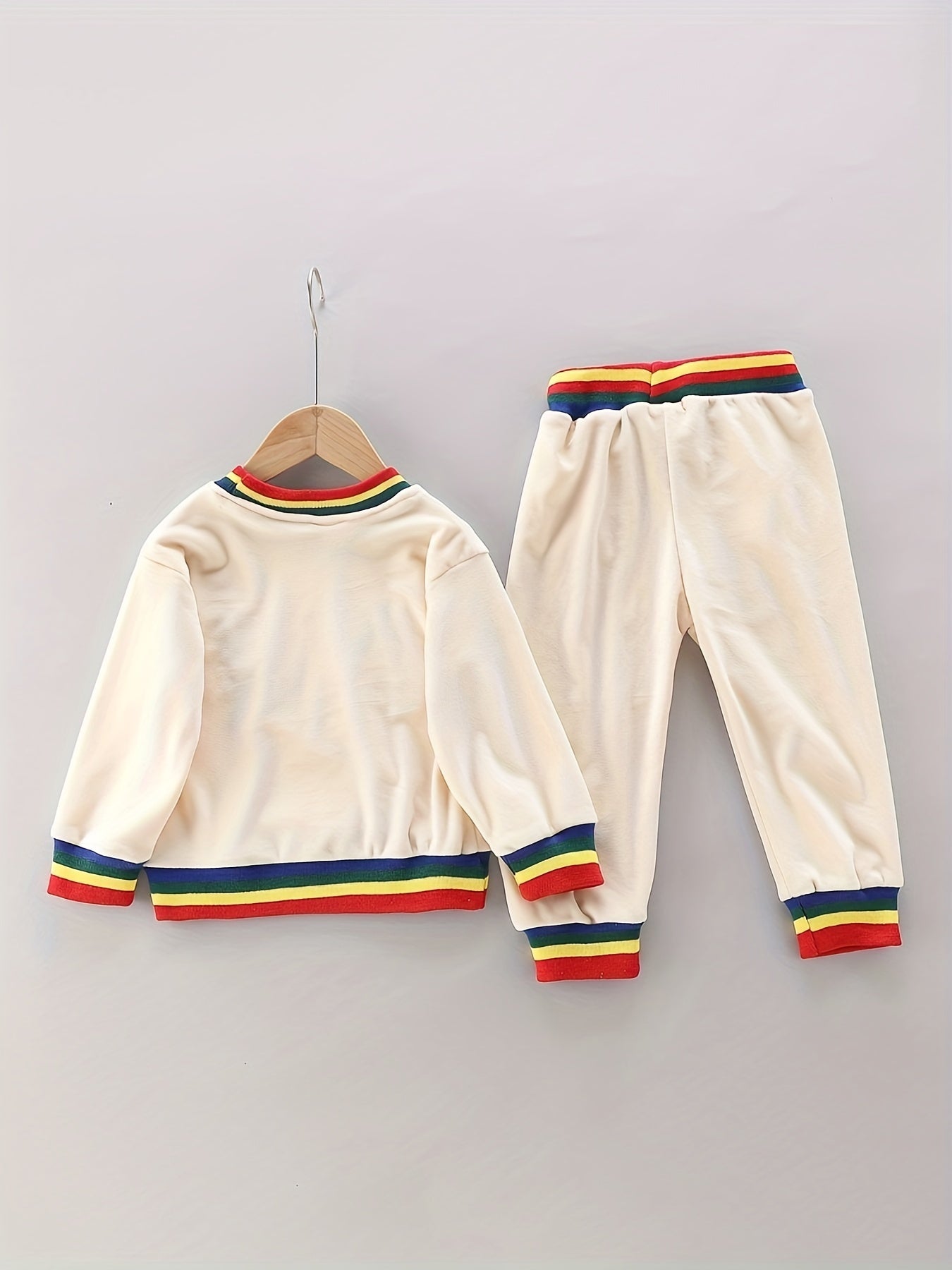Colorful Letter Print Boys Sweatshirt & Sweatpants Set