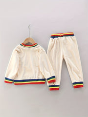Colorful Letter Print Boys Sweatshirt & Sweatpants Set