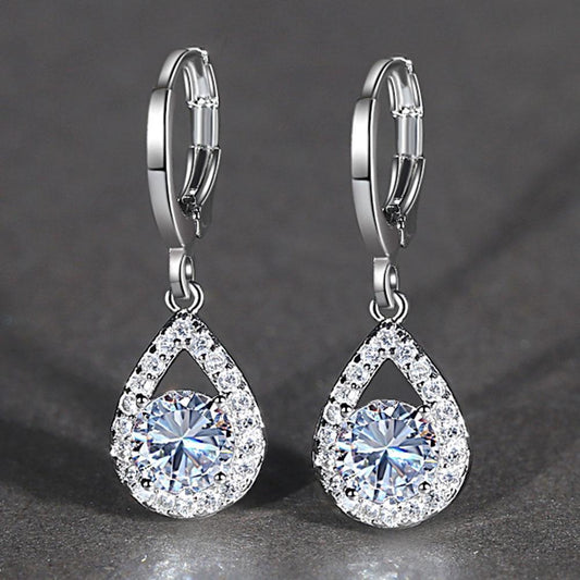 Sapphire Drop Earrings Golden Dangle Hoops Bride Wedding Jewelry