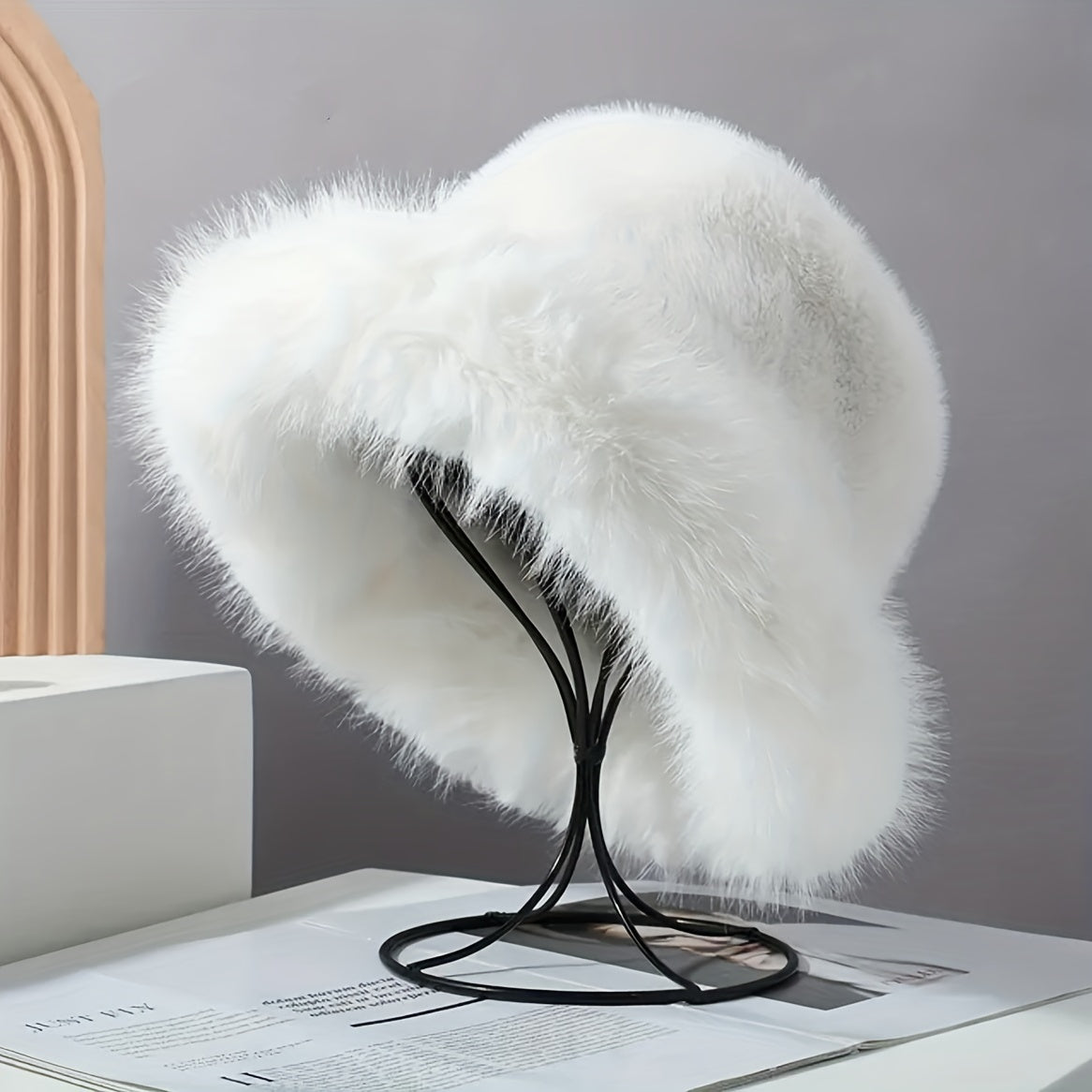 Women's Winter Faux Fur Bucket Hat - Windproof & Warm
