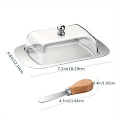 Butter Cutter Box Stainless Steel Saucer with Plastic Cover