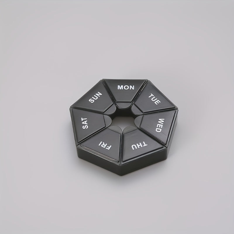 7 Compartment Rainbow Pill Box Weekly Storage Portable Round Container