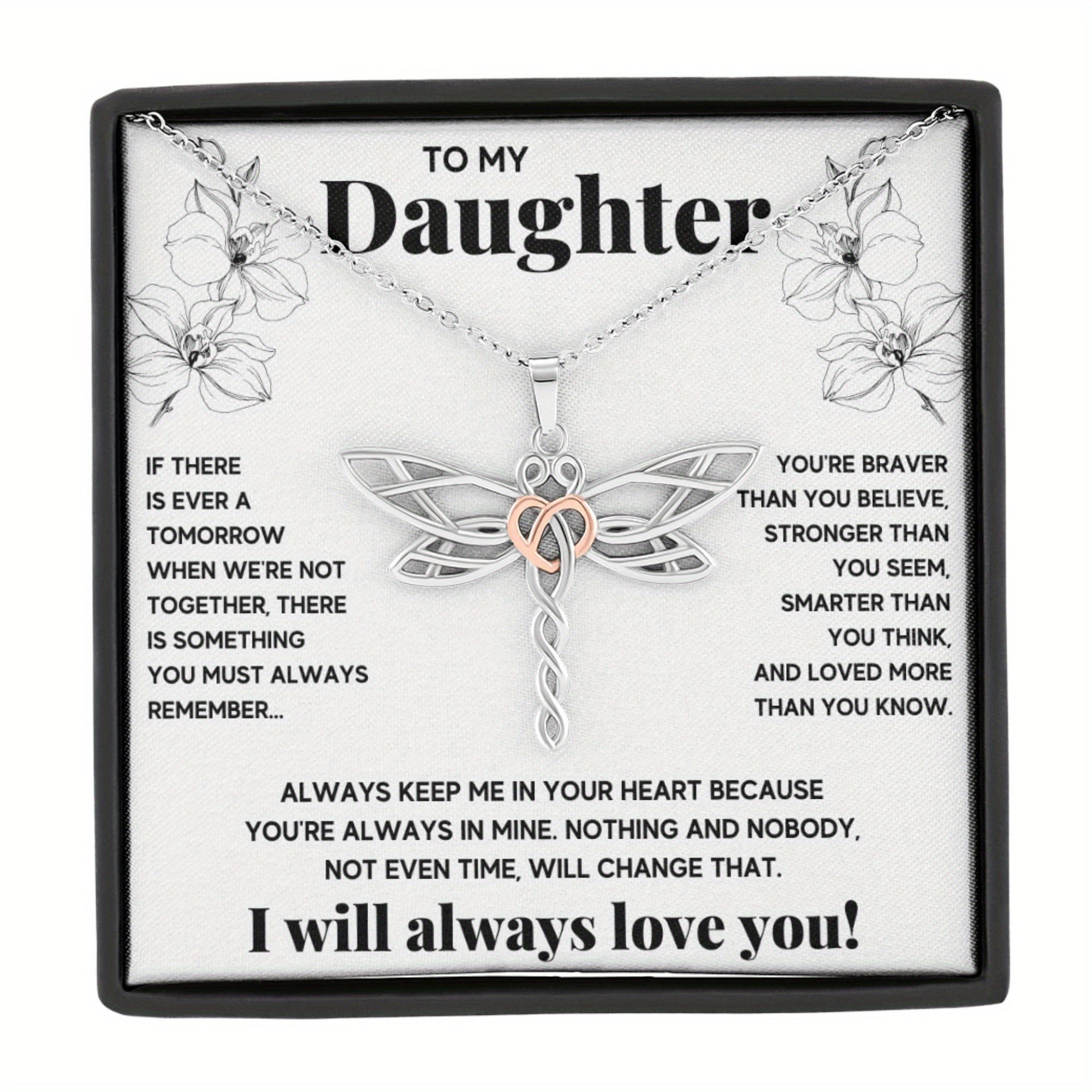 Dragonfly Pendant Necklace With Message Card - Gift For Daughter