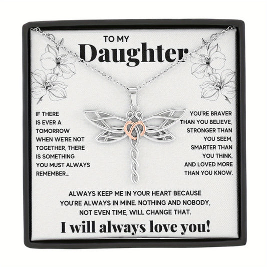 Dragonfly Pendant Necklace With Message Card - Gift For Daughter