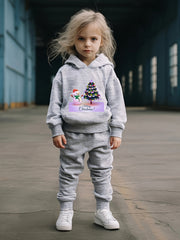 Girls 2pc Snowman & Tree Hoodie Sweatshirt & Sweatpants Set