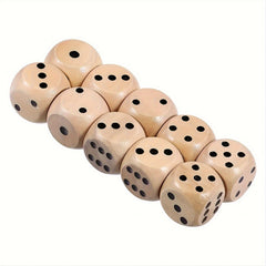 Wooden Round Corner Dice Set with Flannelette Bag for Tabletop Toss Game