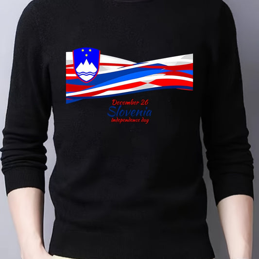 Slovenian Flag Men's Long Sleeve Knitted Sweater