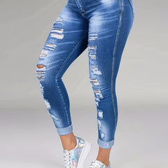 Women's Plus Washed Ripped High Rise Skinny Jeans