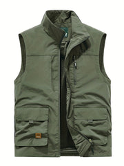 Men's Cargo Vest Outdoor Fishing Zip Up Spring Summer