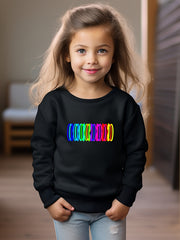 Girls Pattern Print Crew Neck Sweatshirt