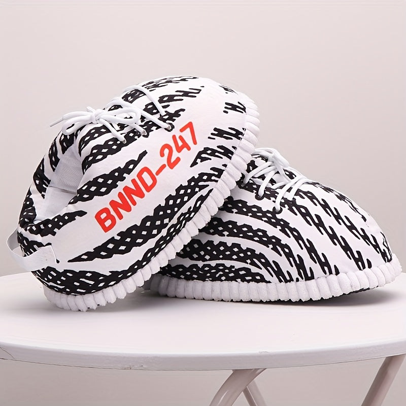 Men's Striped Cozy Slides Soft Slip On Slippers Comfortable House Shoes