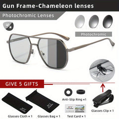 Men's Photochromic Polarized Sunglasses with Case