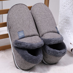 Men's Warm Fleece Round Toe Slippers Non-slip Home Shoes