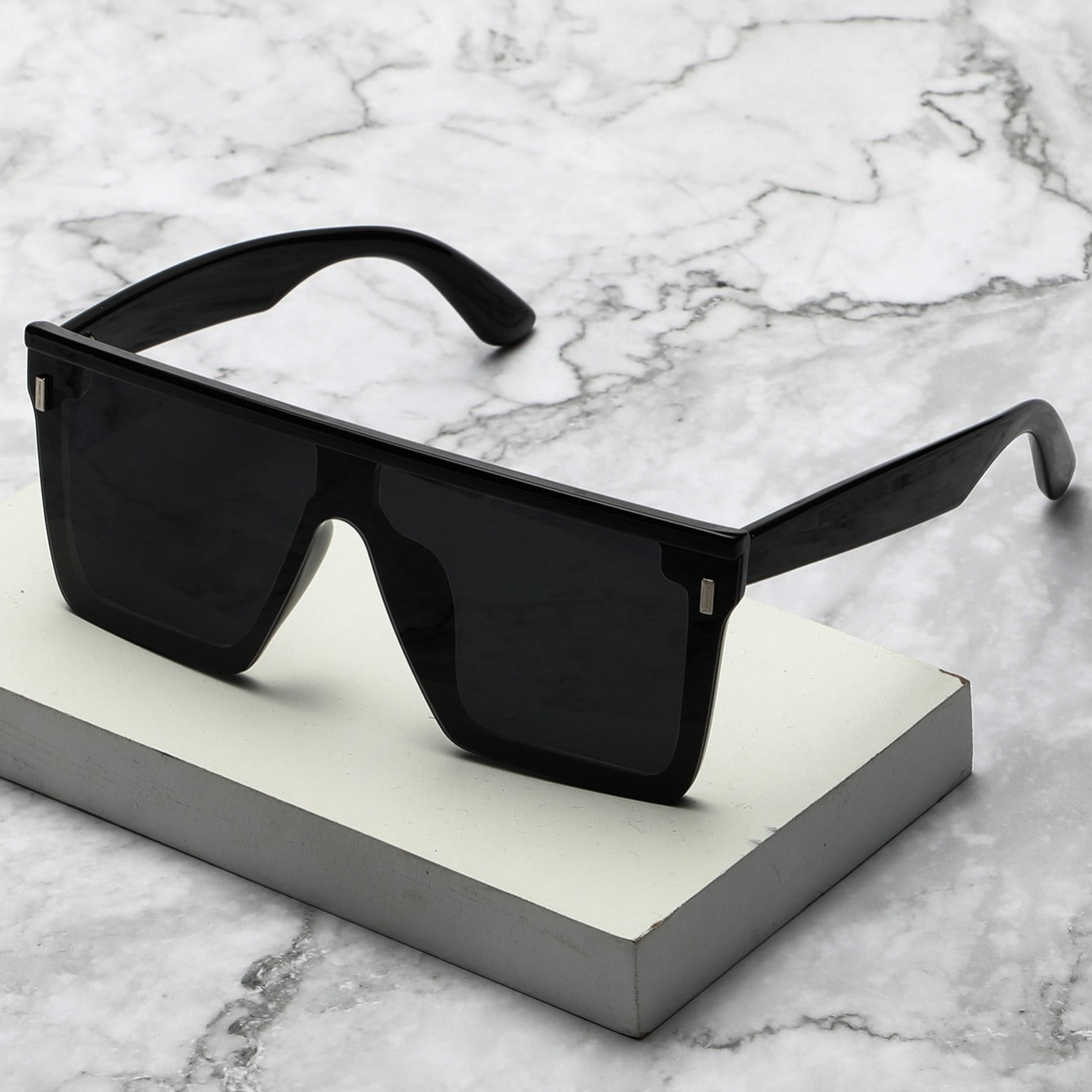 Men's Oversized Flat Frame Square Sunglasses
