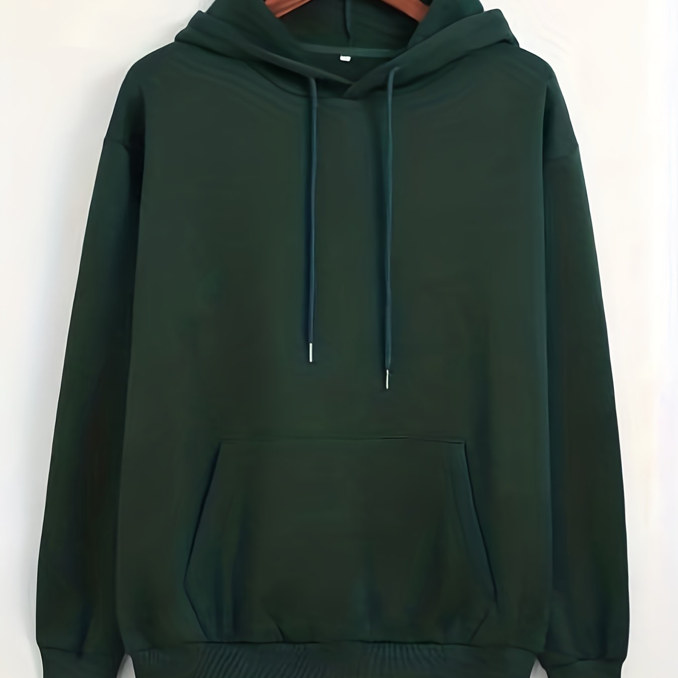 Solid Kangaroo Pocket Hoodie Casual Long Sleeve Drawstring Hoodies Sweatshirt