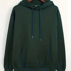 Solid Kangaroo Pocket Hoodie Casual Long Sleeve Drawstring Hoodies Sweatshirt