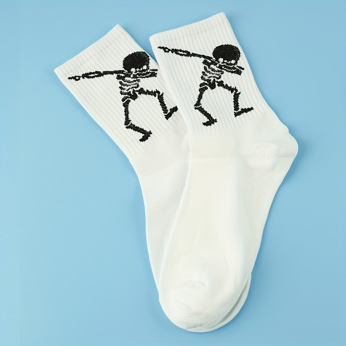 Skull Print Mid Tube Socks Women's Stockings