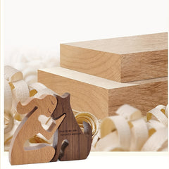 Wooden Carving Dog Sitting Woman&Dog Decoration, Dog Memorial for Office&Home