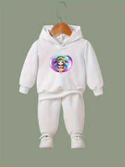 OERYUI Girls Boys 2pcs Cartoon Hoodies Pants Set Spring Fall Sports