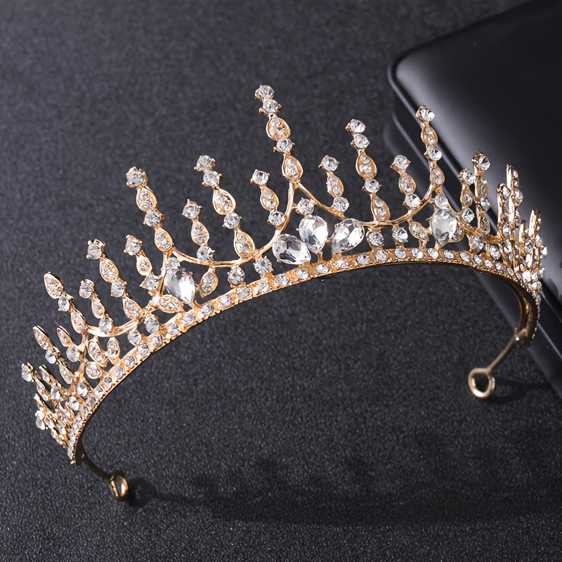 Vintage Silver Crown Bridal Headpiece Crystal Wedding Crown