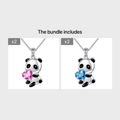 Heart Panda Pendant Necklace Girls Gift