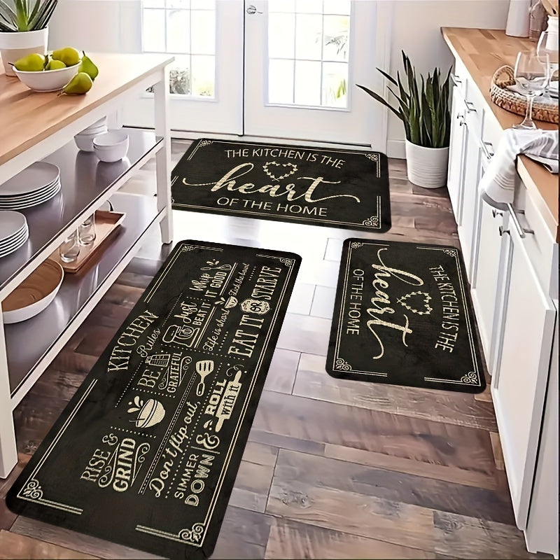 Letter Print Kitchen Mat Runner Rug Stain Resistant Washable Doormat