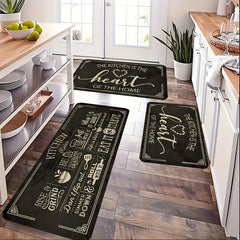 Letter Print Kitchen Mat Runner Rug Stain Resistant Washable Doormat
