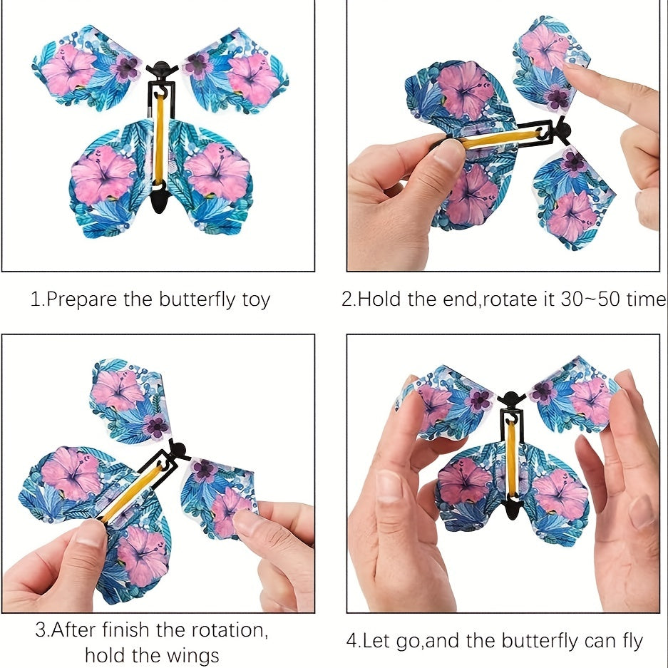 10pcs Magic Surprise Butterflies Leather Band Power Flying Toy Bookmark Gift